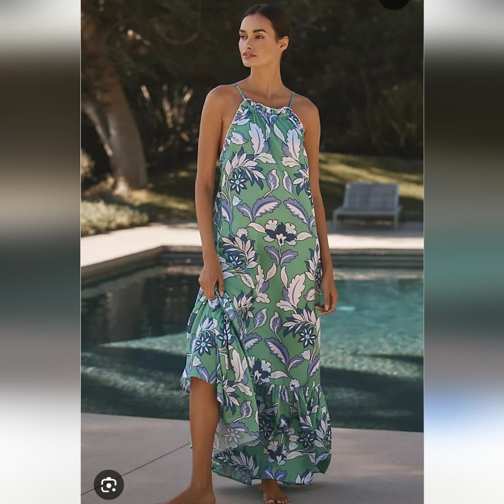 Anthropologie Halter Open-Back Dress Size Small
